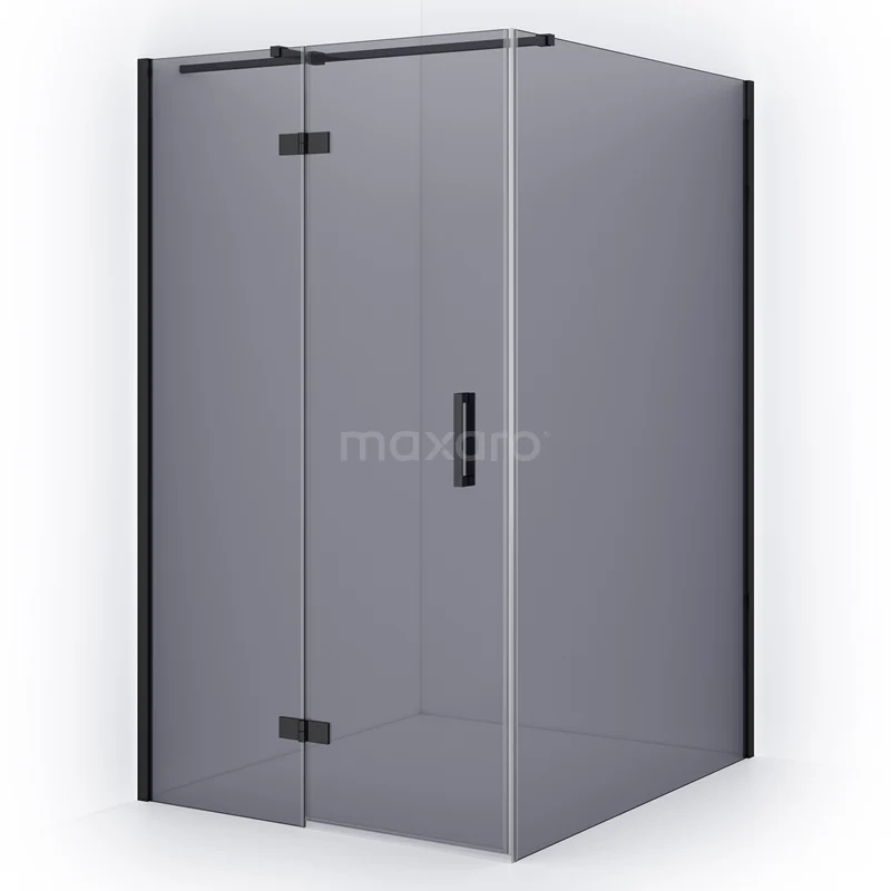 Diamond Shower enclosure | 140x120 cm Black chrome Smoke glass Pivot door Rectangle CDB216614311BCN