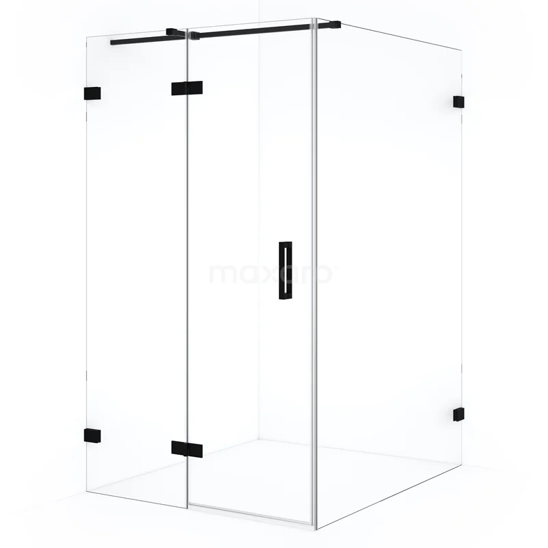 Diamond Shower enclosure | 140x120 cm Matte black Clear glass Pivot door Rectangle CDB216614320MB