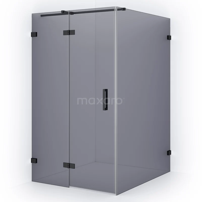 Diamond Shower enclosure | 140x120 cm Black chrome Smoke glass Pivot door Rectangle CDB216614321BC