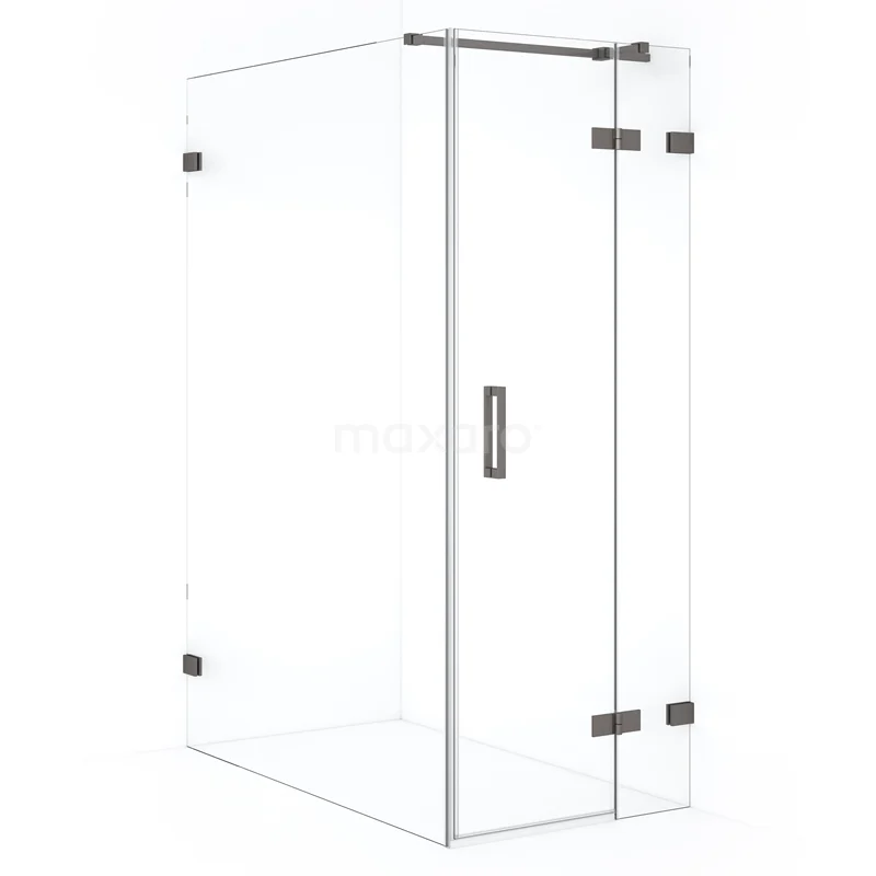 Diamond Shower enclosure | 140x90 cm Black metal Clear glass Pivot door Rectangle CDB223614320ZM