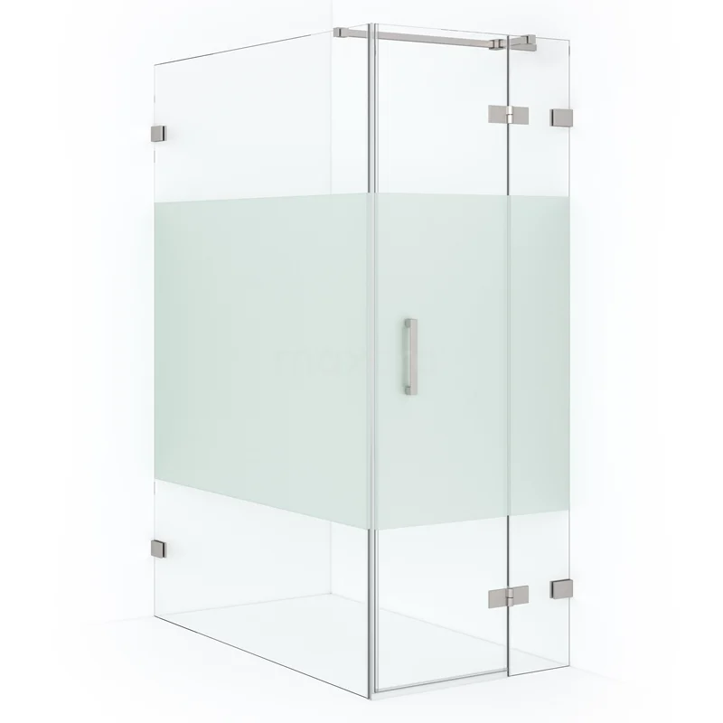 Diamond Shower enclosure | 140x90 cm Stainless steel Clear with matt strip Pivot door Rectangle CDB223614323BR