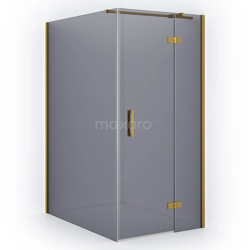Diamond Shower enclosure | 140x100 cm Gold Smoke glass Pivot door Rectangle CDB224614311GGN