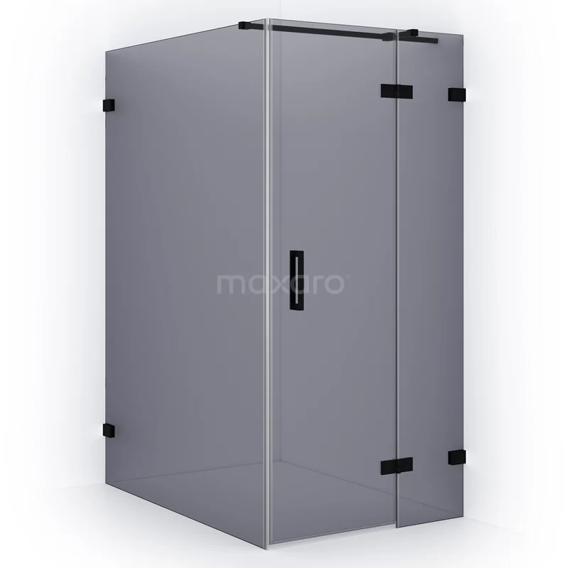 Diamond Duschkabine | 140x100 cm Matt Schwarz Drehtür Rechteck CDB224614321MB Graue Glas-Duschkabine mit matt schwarzen Details, schlankem Design und Drehtür, ideal für ein modernes Badezimmer.