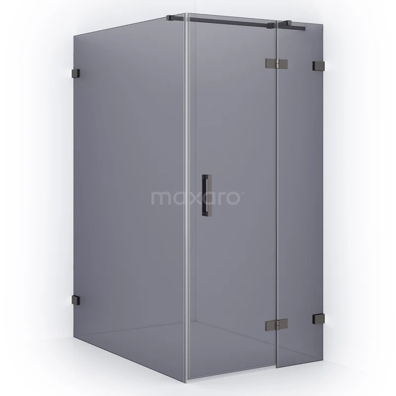 Diamond Shower enclosure | 140x100 cm Black metal Smoke glass Pivot door Rectangle CDB224614321ZM