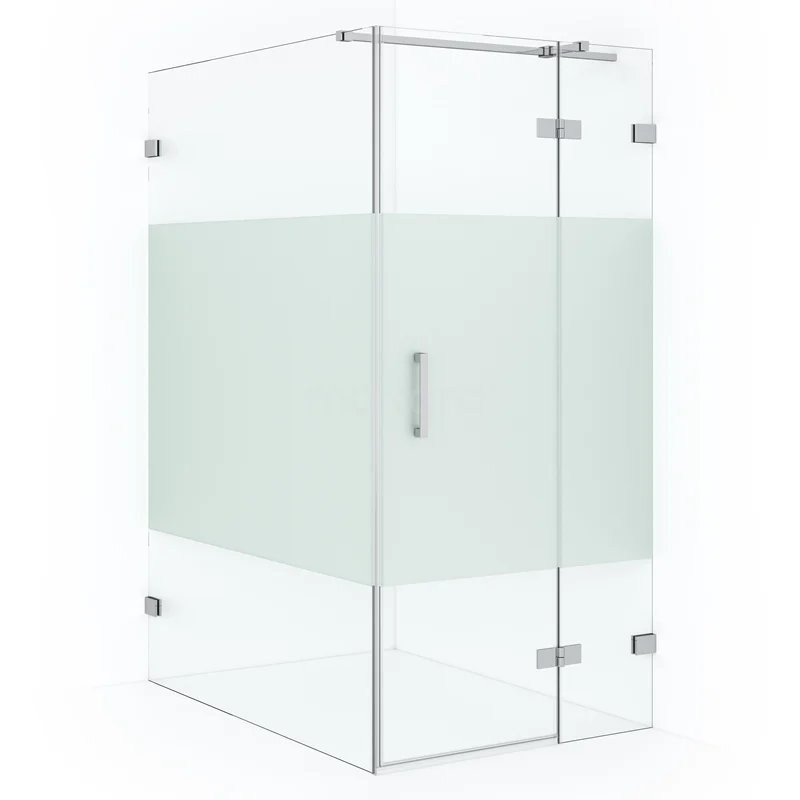 Diamond Shower enclosure | 140x100 cm Chrome Clear with matt strip Pivot door Rectangle CDB224614323C