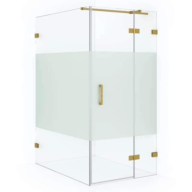 Diamond Shower enclosure | 140x100 cm Gold Clear with matt strip Pivot door Rectangle CDB224614323GG