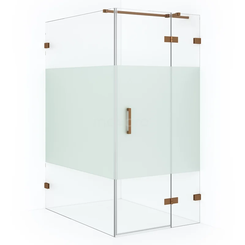 Diamond Shower enclosure | 140x100 cm Copper Clear with matt strip Pivot door Rectangle CDB224614323KP