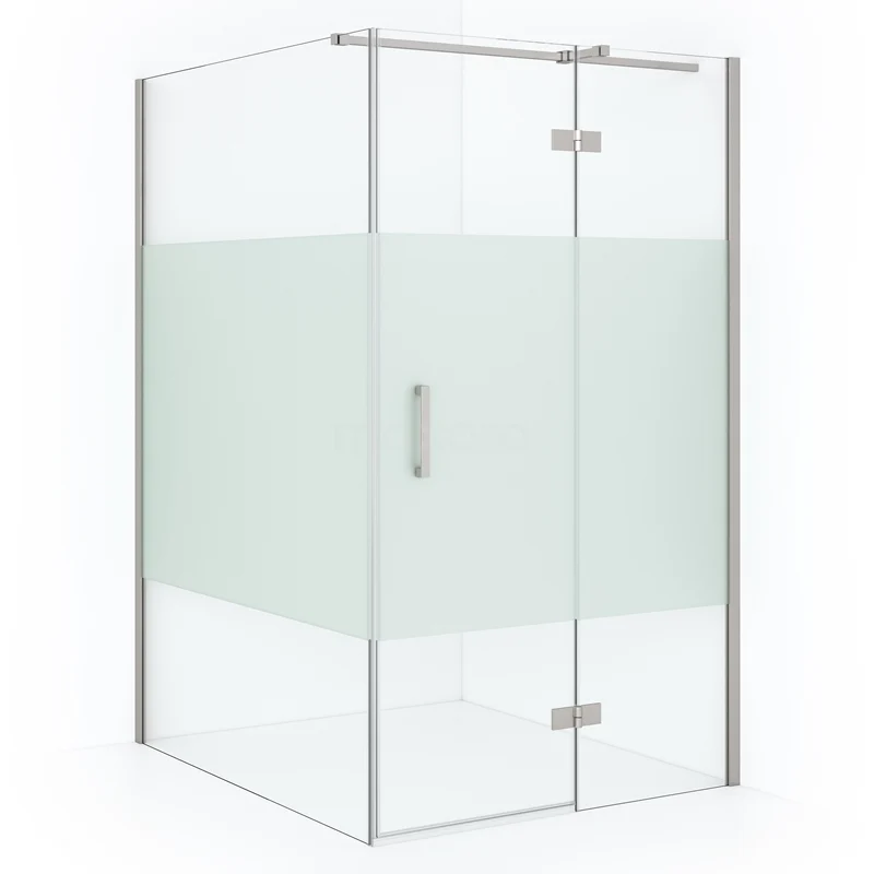 Diamond Shower enclosure | 140x110 cm Stainless steel Clear with matt strip Pivot door Rectangle CDB226514313BR