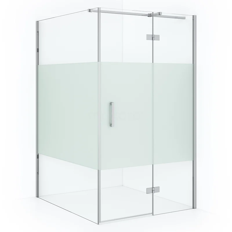 Diamond Shower enclosure | 140x110 cm Chrome Clear with matt strip Pivot door Rectangle CDB226514313C