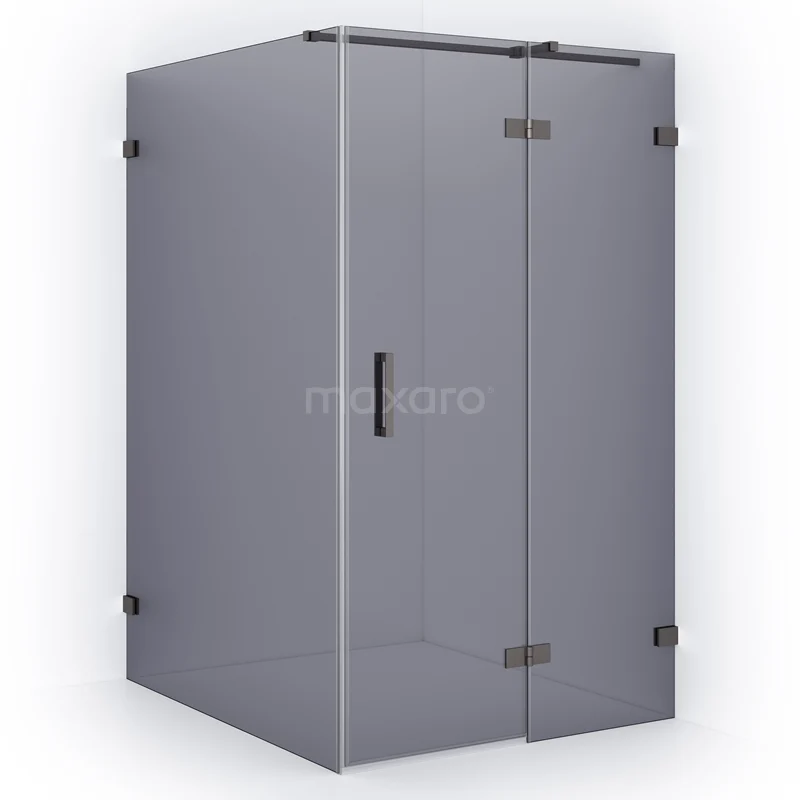 Diamond Shower enclosure | 140x120 cm Black metal Smoke glass Pivot door Rectangle CDB226614321ZM