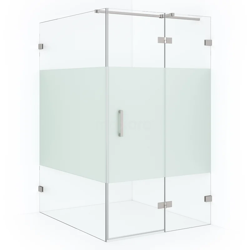 Diamond Shower enclosure | 140x110 cm Stainless steel Clear with matt strip Pivot door Rectangle CDB226514323BR