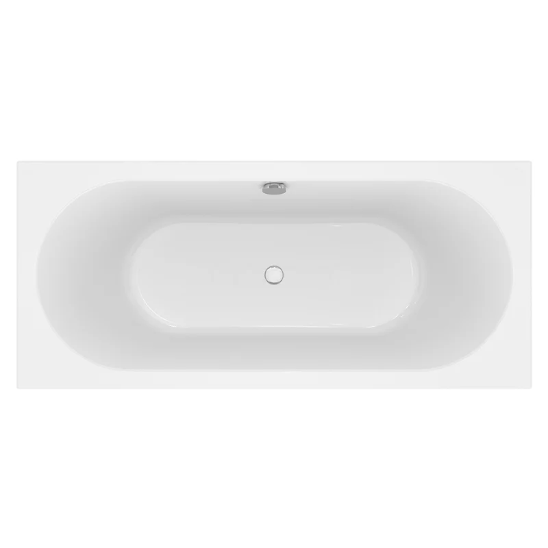 Capri Badewanne | 180x80cm Acryl Hochglanz Weiß Slim Edge Design, Extra Tief XZ03-1880XLSG Rechteckige weiße Badewanne aus Acryl, ovales Innere, modernes Design, ideal für ein stilvolles Badezimmer.