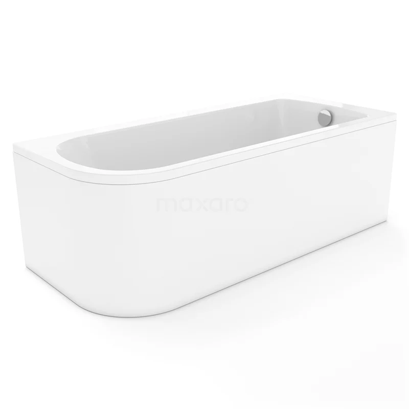 Lipari Eckbadewanne | 180x75cm Acryl Hochglanz Weiß Rechts Mit Paneelen XZ07-1875RG-P Weiße rechteckige Badewanne mit abgerundeter Ecke, aus Acryl gefertigt, ideal für ein modernes Badezimmer.