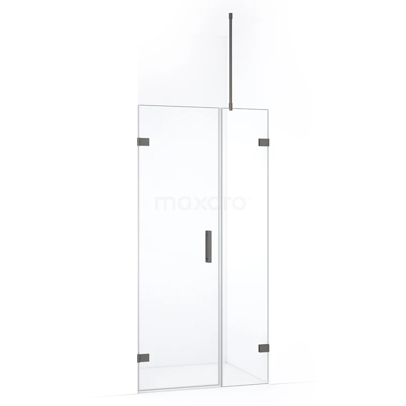 Diamond Shower door | 85 cm Black metal Clear glass Pivot door DDC210603720ZM