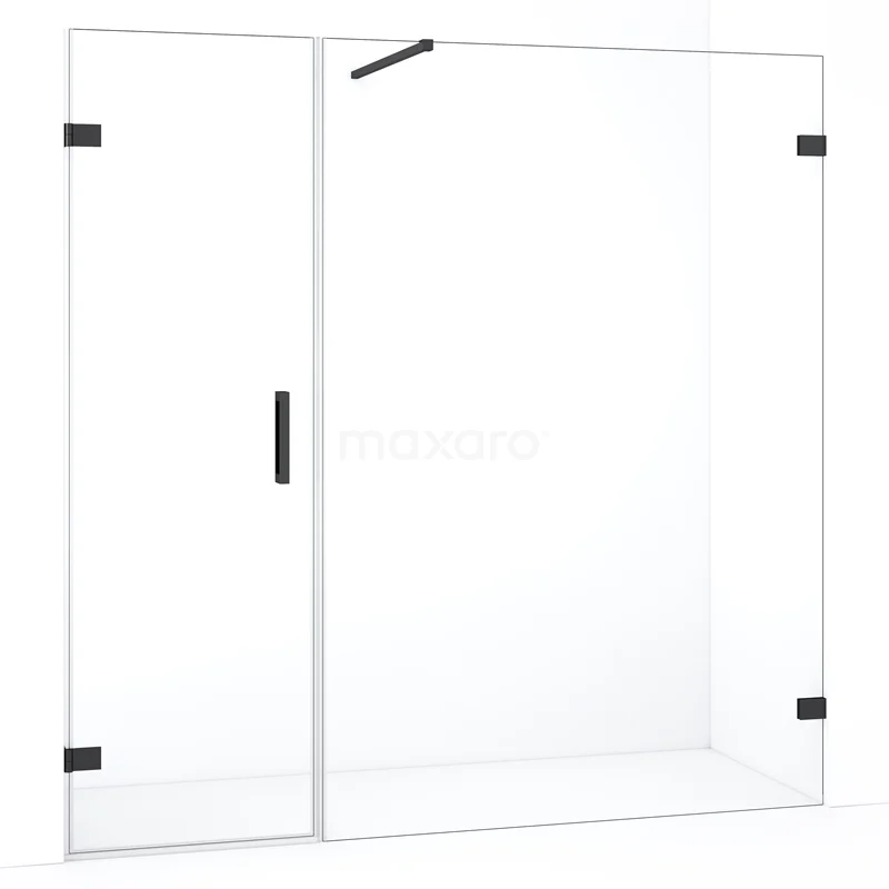 Diamond Duschtür | 185 cm Schwarzchrom Klarglas Drehtür DDC210613120BC Glas Duschwand mit mattschwarzen Akzenten, elegantes Design, ideal für ein modernes Badezimmer, hergestellt aus Sicherheitsglas.