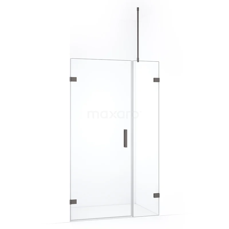 Duschtür Diamond DDC210704720ZM Glas begehbare Dusche mit Scharnier Tür, klare Glaswand, Matt Schwarz Akzente und Stabilisationsstange für einen modernen Badezimmer Stil.