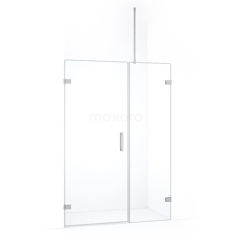 Glazen douchewand met deur, helder veiligheidsglas, minimalistisch design, ideaal voor een moderne badkamer.