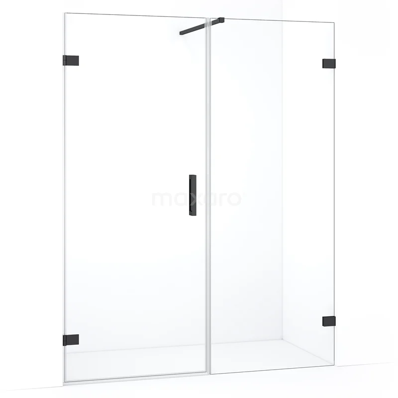 Duschtür Diamond DDC210807120BC Glasene Duschwand mit klaren schwarzen Akzenten, Drehtür und minimalistischem Design, perfekt für ein modernes Badezimmer.