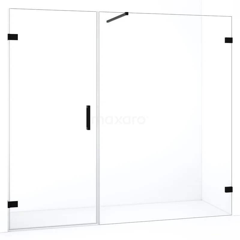 Duschtür Diamond DDC210813120MB Glas Duschwand mit Schwarz Akzenten, minimalistisches Design, ideal für ein modernes Badezimmer.