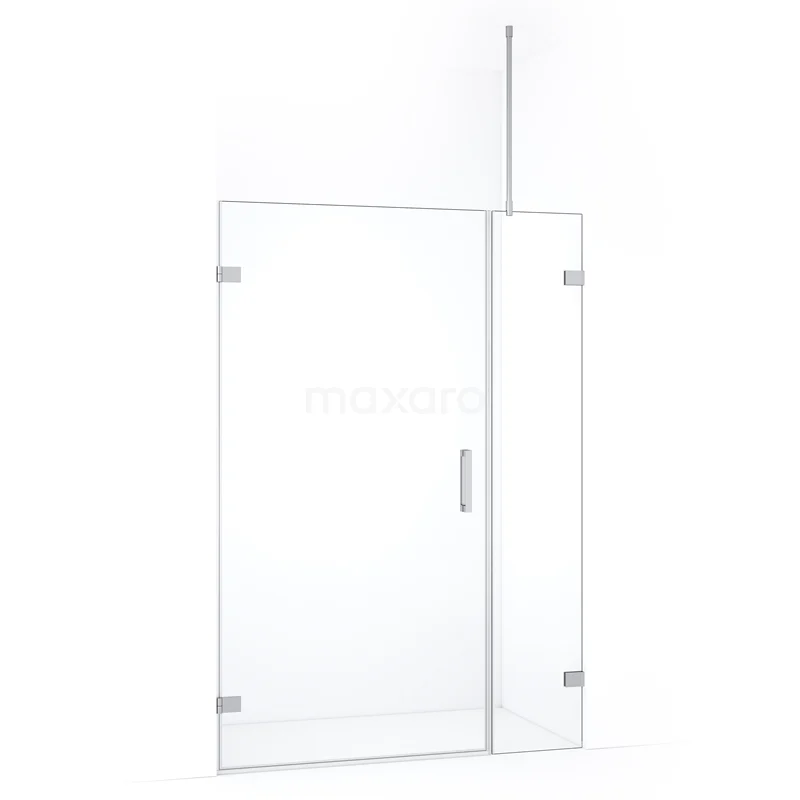 Glazen douchewand met deur, helder veiligheidsglas, minimalistisch ontwerp, ideaal voor een moderne badkamer.