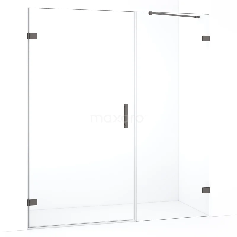 Duschtür Diamond DDC211007220ZM Glas Duschwand mit schwarzen Scharnieren, modernes Design, klares Sicherheitsglas, perfekt für ein stilvolles Badezimmerinterieur.