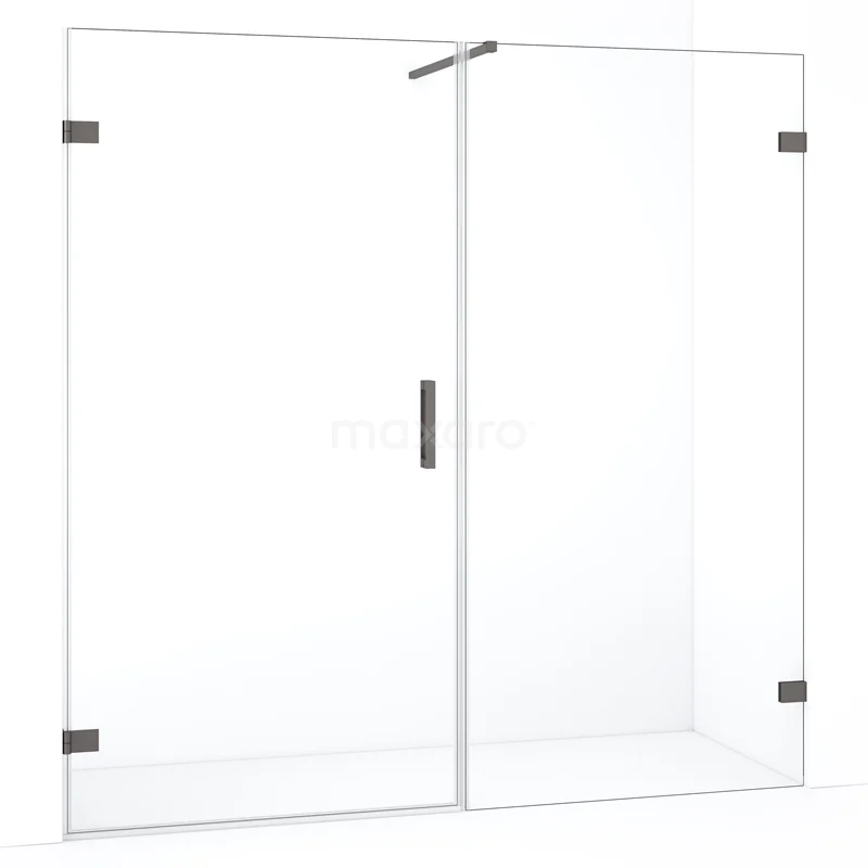 Heldere glazen douchedeur met aluminium details, moderne uitstraling voor een stijlvolle badkamer.