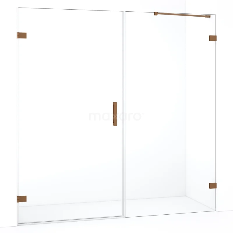 Douchewand set met schuifdeur, helder glas, matgouden accenten, modern design, perfect voor elke stijlvolle badkamer.