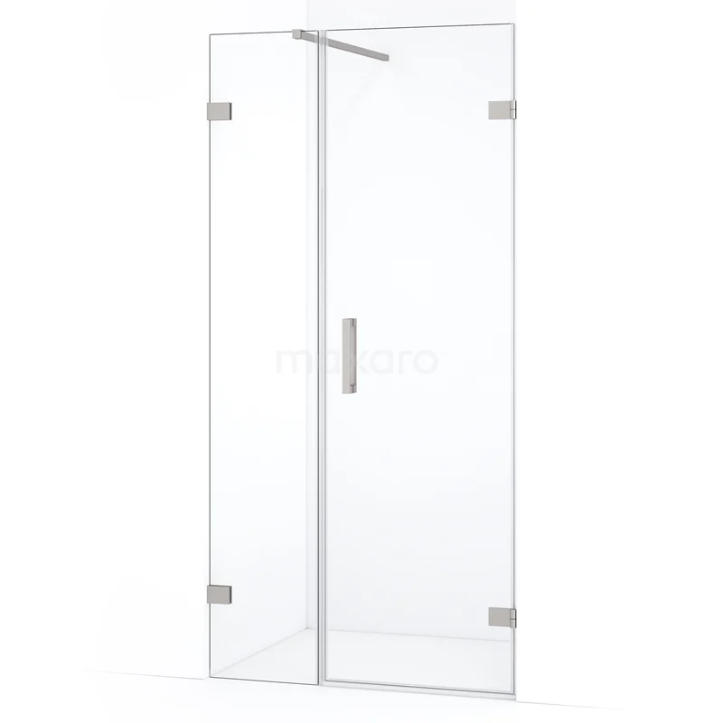 Glazen douchedeur met strak design en metalen handgreep, ideaal voor moderne badkamers.