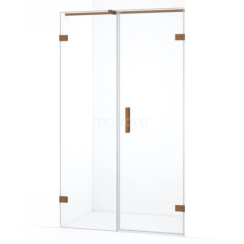 Diamond Shower door | 135 cm Copper Clear glass Pivot door DDC220707320KP