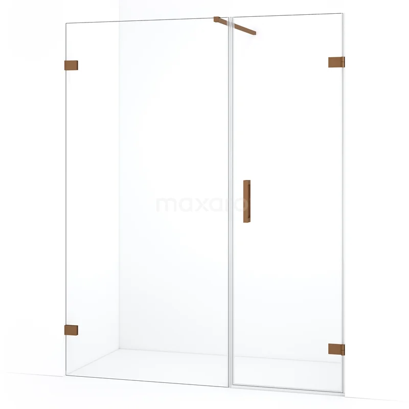 Diamond Shower door | 145 cm Copper Clear glass Pivot door DDC220609120KP