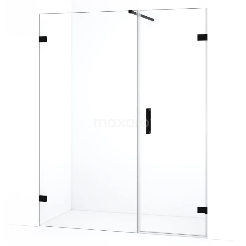 Diamond Shower door | 145 cm Matte black Clear glass Pivot door DDC220609120MB
