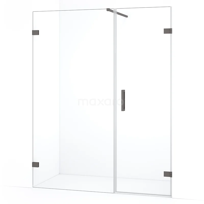 Diamond Shower door | 145 cm Black metal Clear glass Pivot door DDC220609120ZM
