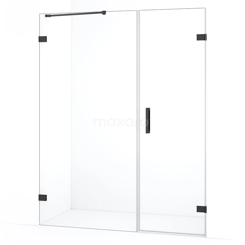 Diamond Shower door | 155 cm Black chrome Clear glass Pivot door DDC220610220BC
