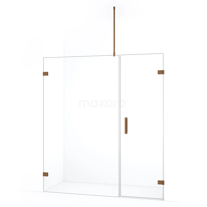 Diamond Shower door | 165 cm Copper Clear glass Pivot door DDC220611720KP