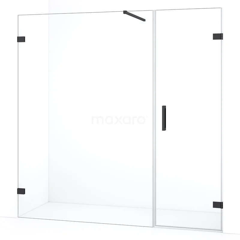 Diamond Shower door | 195 cm Black chrome Clear glass Pivot door DDC220614120BC