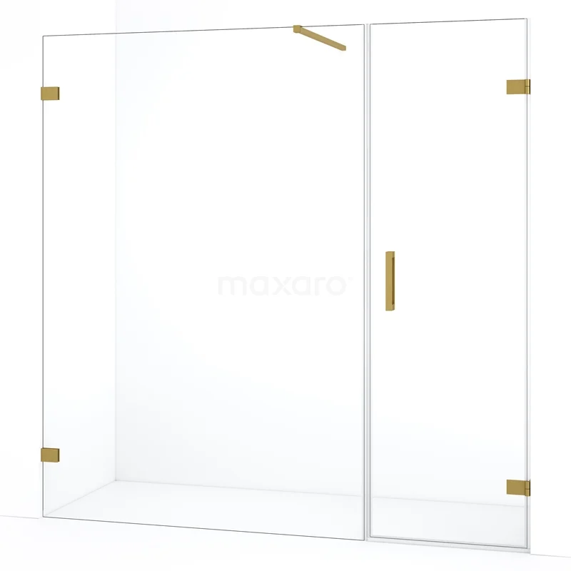 Duschtür Diamond DDC220613120GG Duschwand aus Klarglas mit Goldakzenten, modernes Design, ideal für eine luxuriöse Badezimmergestaltung.