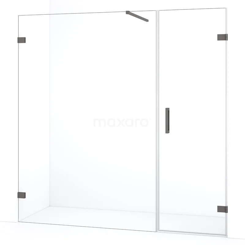 Diamond Shower door | 185 cm Black metal Clear glass Pivot door DDC220613120ZM