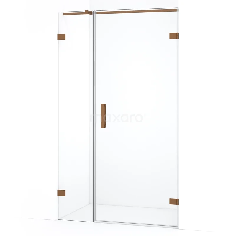 Duschtür Diamond DDC220703320KP Transparente Glastür mit Eckprofil und goldfarbenen Akzenten, ideal für einen modernen Badezimmerstil.