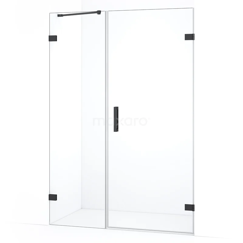 Diamond Shower door | 125 cm Black chrome Clear glass Pivot door DDC220805220BC