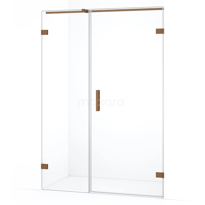 Diamond Duschtür | 125 cm Kupfer Klarglas Drehtür DDC220805320KP Glas Duschtür mit geraden Linien, Messingakzenten und Klarglas. Perfekt als stilvolle Ergänzung im Badezimmer.