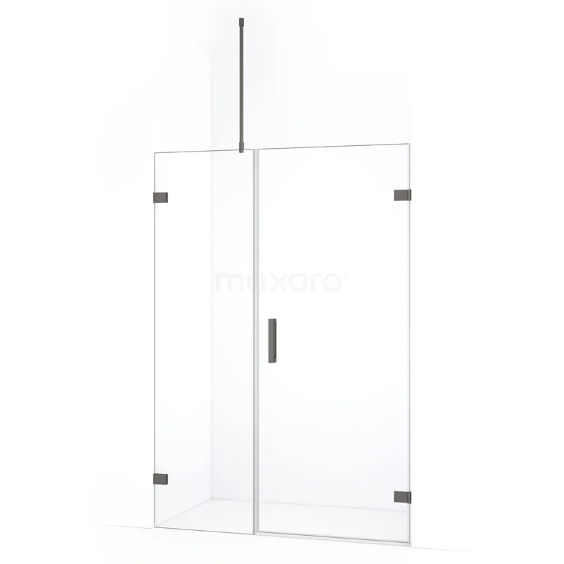 Diamond Shower door | 135 cm Black metal Clear glass Pivot door DDC220806720ZM