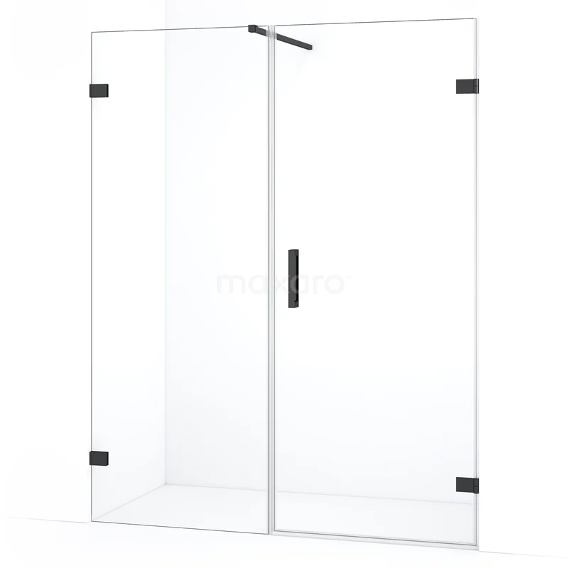 Diamond Shower door | 145 cm Black chrome Clear glass Pivot door DDC220708120BC