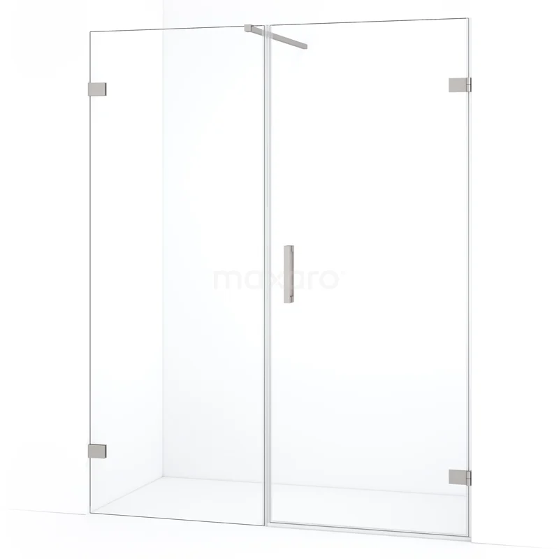 Diamond Shower door | 145 cm Stainless steel Clear glass Pivot door DDC220708120BR