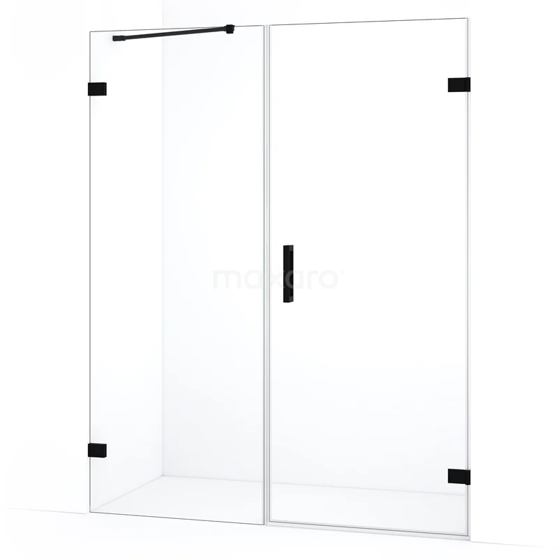 Diamond Shower door | 145 cm Matte black Clear glass Pivot door DDC220807220MB