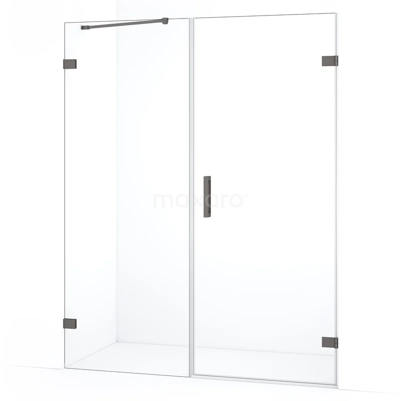 Diamond Shower door | 145 cm Black metal Clear glass Pivot door DDC220807220ZM