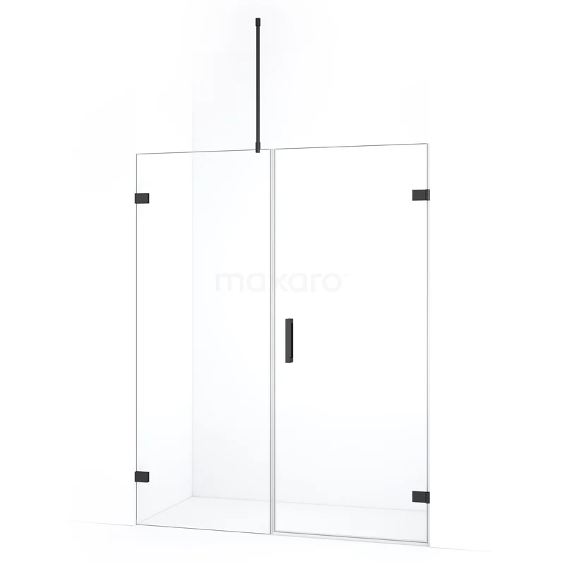 Diamond Shower door | 145 cm Black chrome Clear glass Pivot door DDC220807720BC