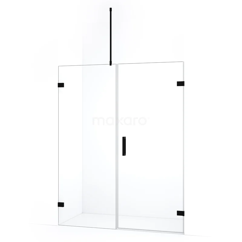 Diamond Shower door | 155 cm Matte black Clear glass Pivot door DDC220808720MB