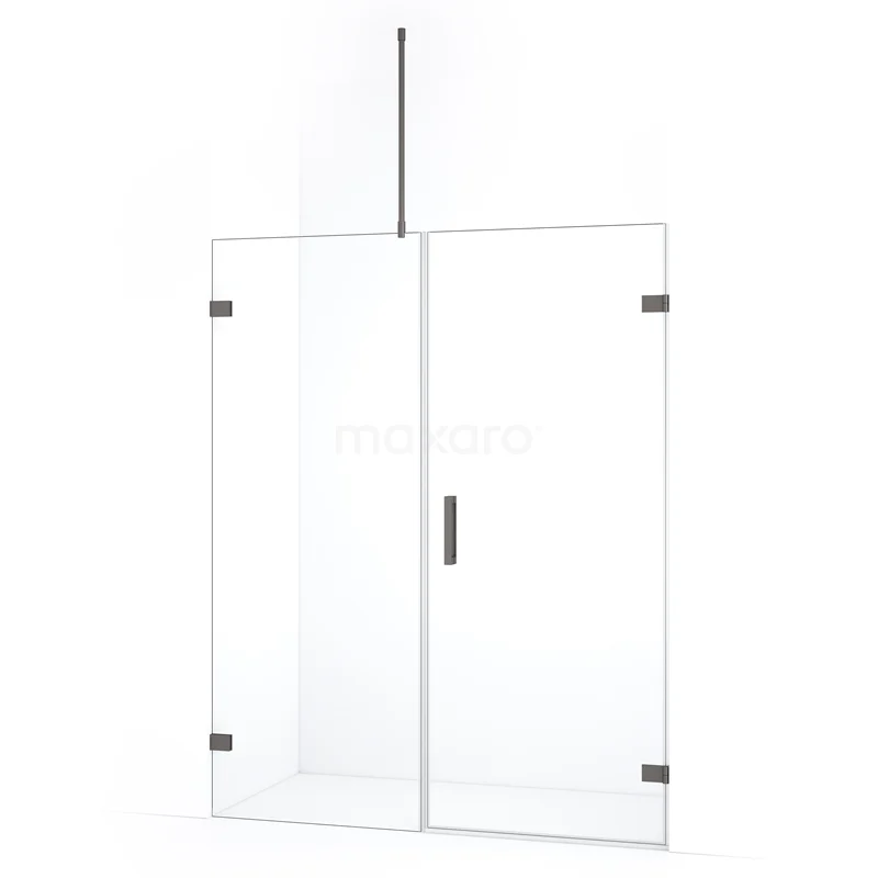 Diamond Shower door | 155 cm Black metal Clear glass Pivot door DDC220808720ZM