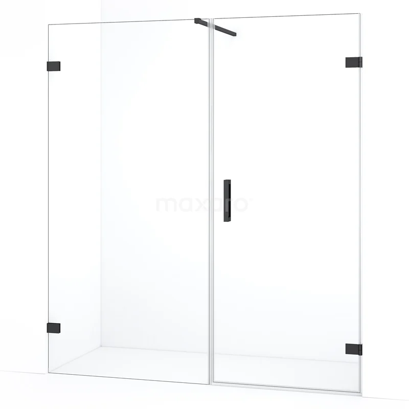 Diamond Shower door | 165 cm Black chrome Clear glass Pivot door DDC220809120BC