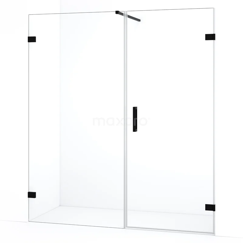 Diamond Shower door | 165 cm Matte black Clear glass Pivot door DDC220710120MB